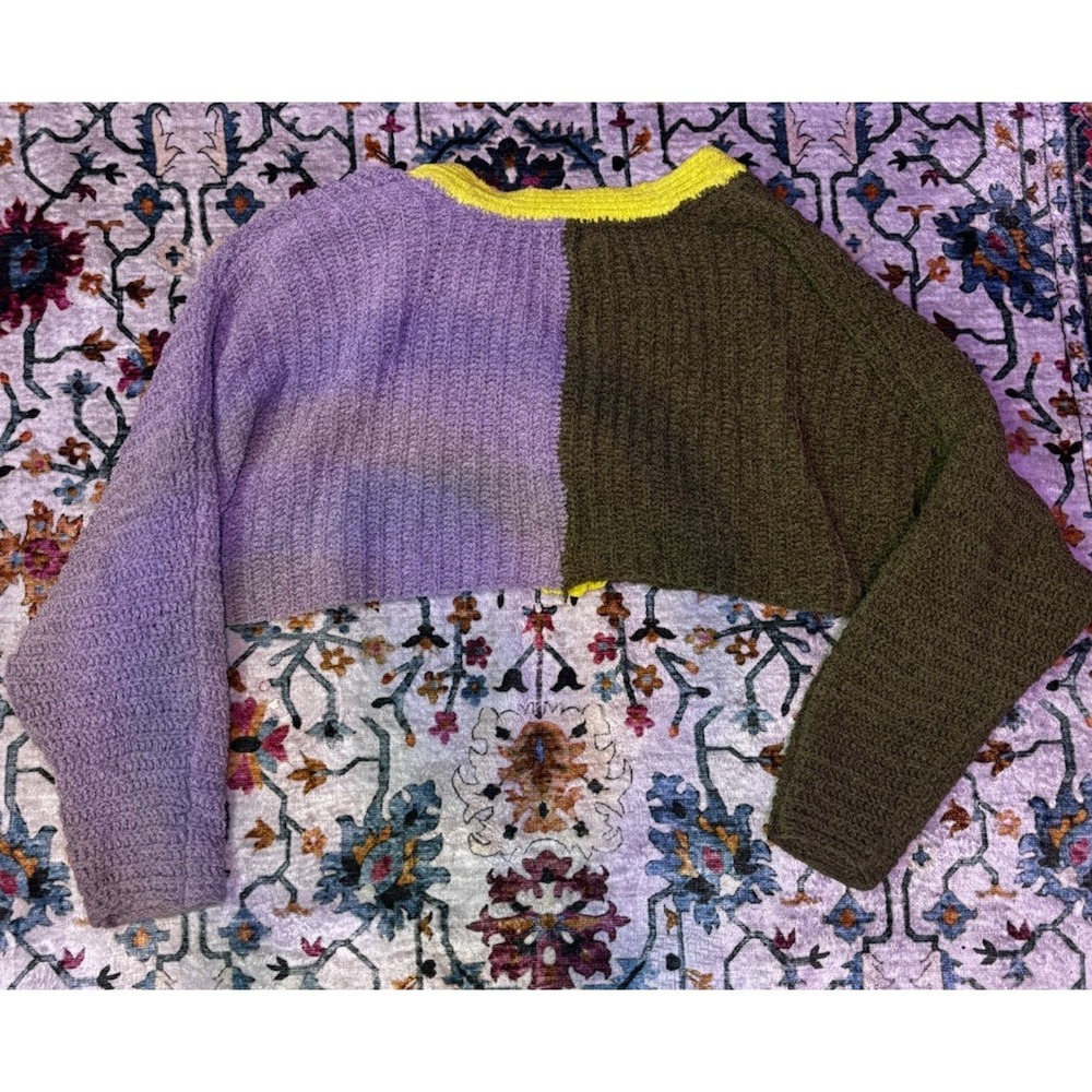 Urban Outfitters Sweater Womens Medium Cardigan Cropped Puff Sleeve Oversized - Picture 8 of 8